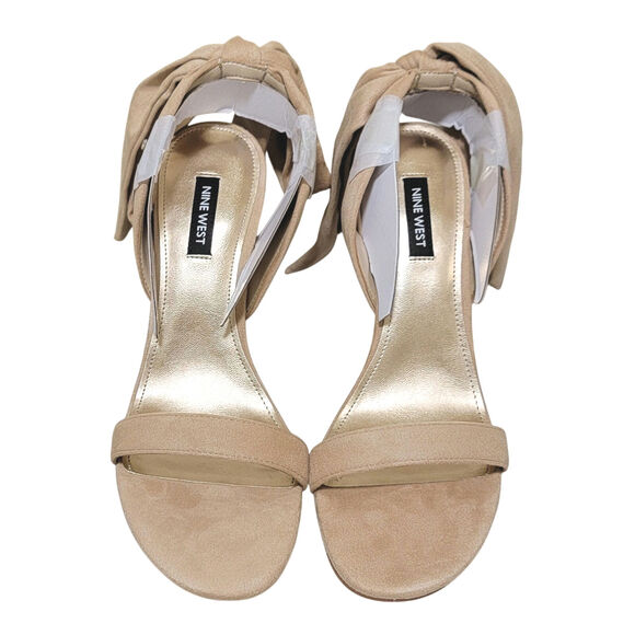 Nine West Women Kelsie Slingback Ankle Wrap Sandals Size US 8.5M Natural Beige - Picture 3 of 6
